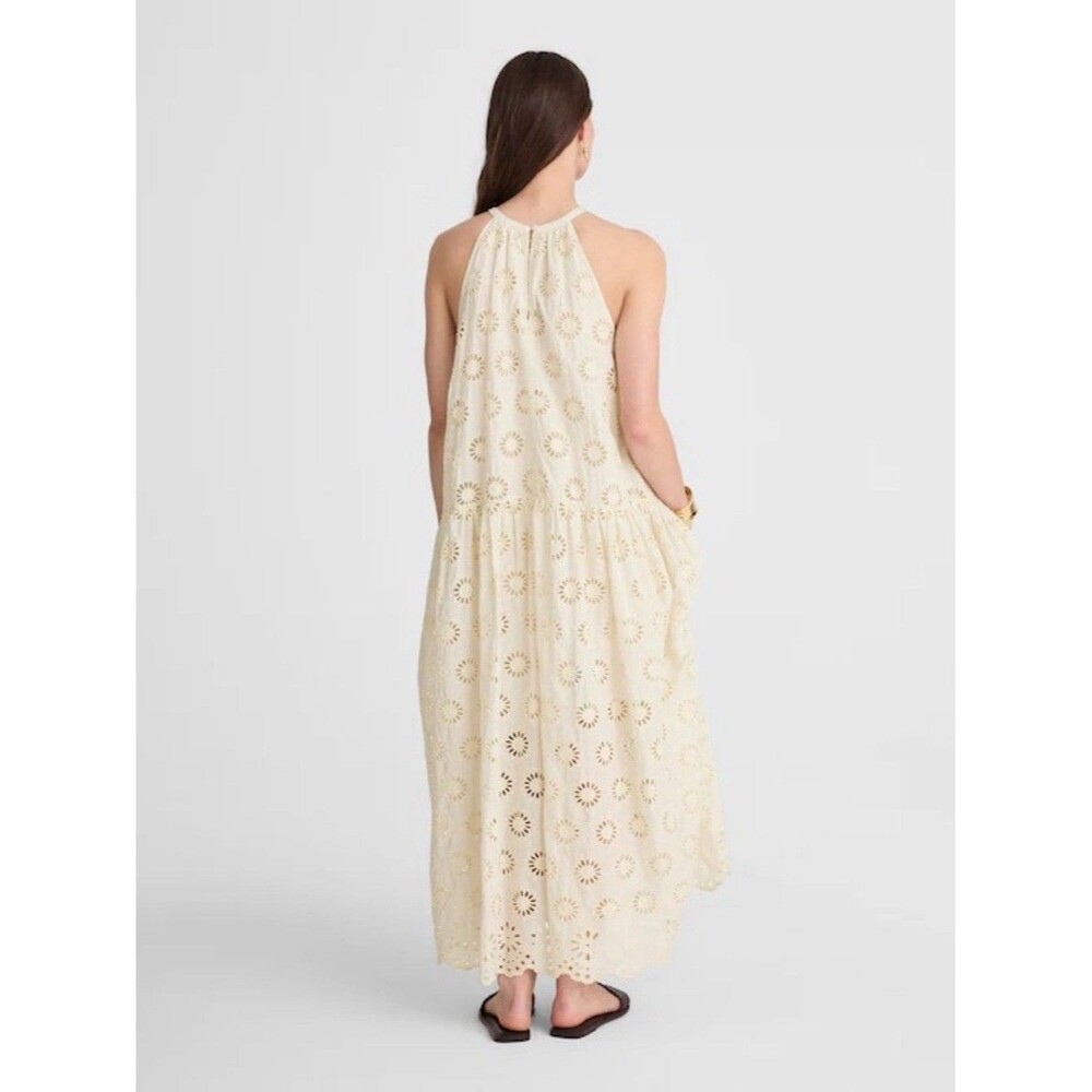Madewell $198 Embroidered Drop-Waist Maxi Dress Floral Eyelet Ivory Size XXS - Picture 5 of 13